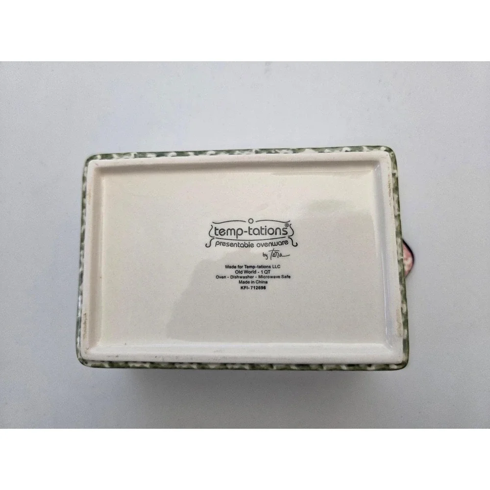 Temp-tations Baker‎ Old World Floral Ceramic 1 QT Cream  Baking Dish
